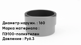 Втулка полиэтиленовая 160 ПЭ100-полиэтилен Ру6.3